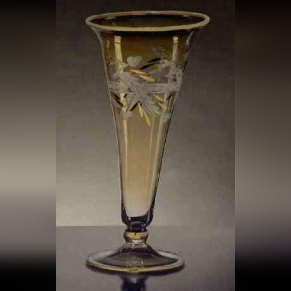 Crystal Flower Bud Vase, Royal Limited, Egypt, Vintage, Etched